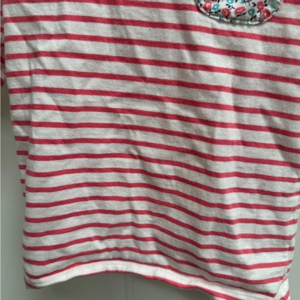 Carter's 3T Girls Pink and White Stripe Floral Pocket 3/4 Sleeve Tee Top Blouse